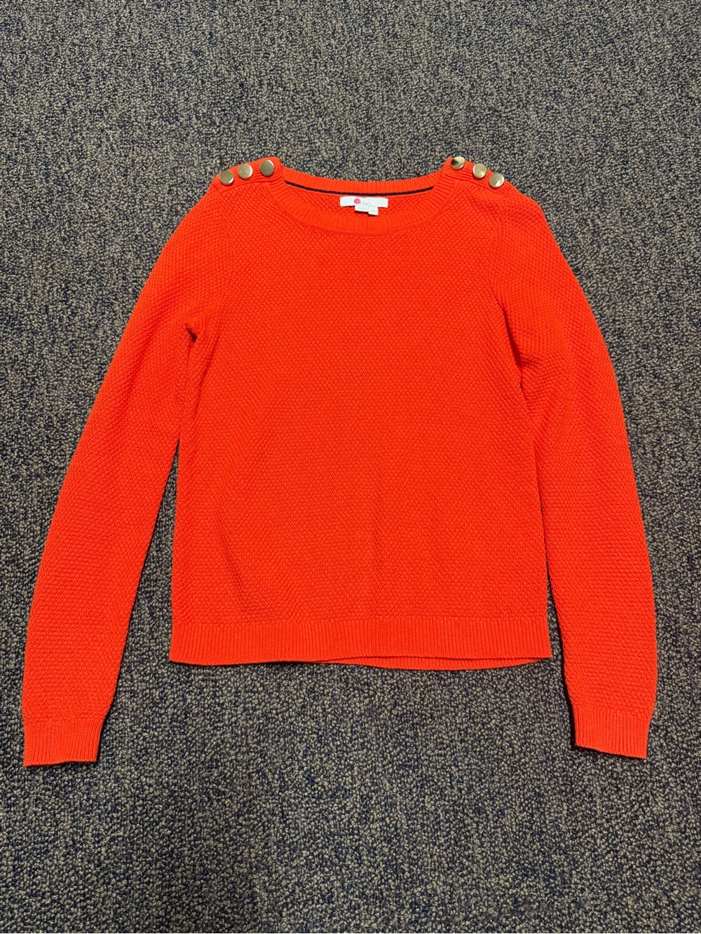 Boden Bright orange  Crewneck Sweater with Decorative Shoulder Buttons - Picture 3 of 9